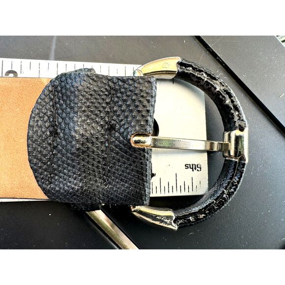 Vintage Cipriani Black 100% Snakeskin Exotic Leather Belt Size M Crescent Buckle